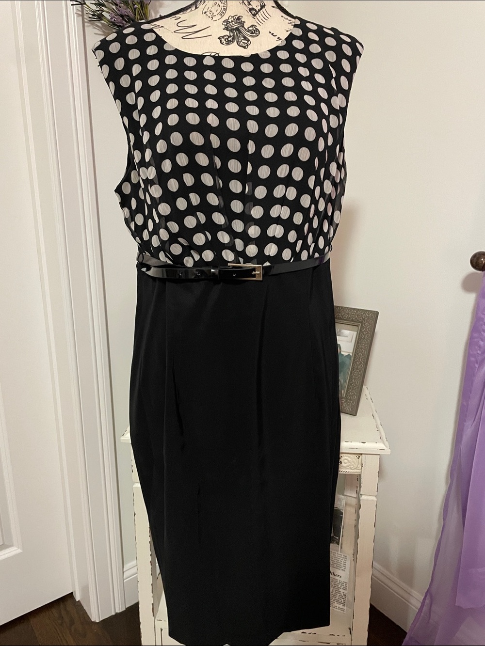 Alyx Black Dress with White Polka Dot Bodice